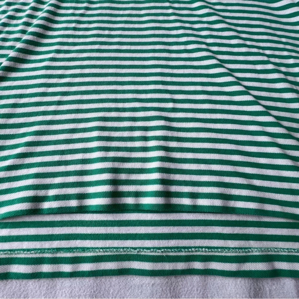 Polo Ralph Lauren VTG Men's Large‎ Green White Striped Polo 100% Cotton Preppy